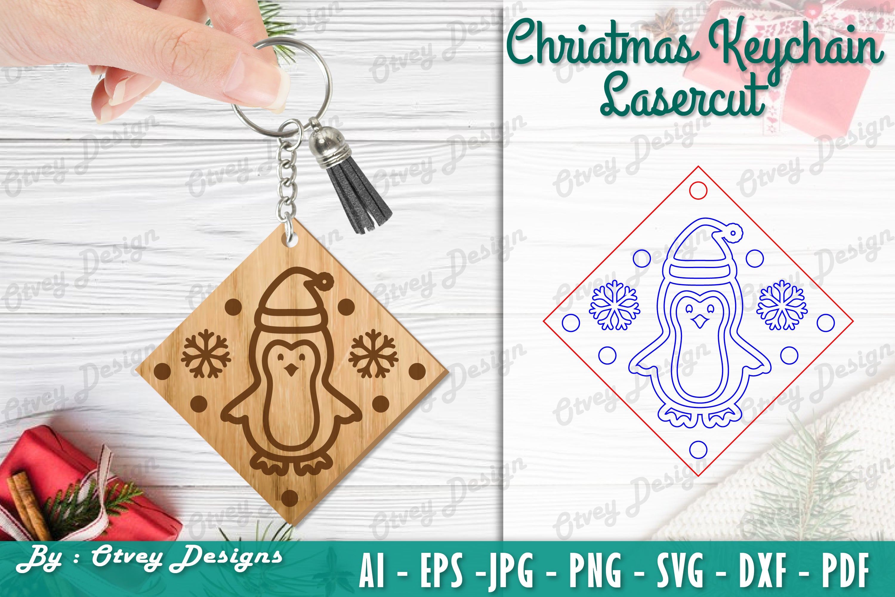Christmas Keychain Lasercut SVG Bundle 11 - CraftNest - Digital Crafting and Art
