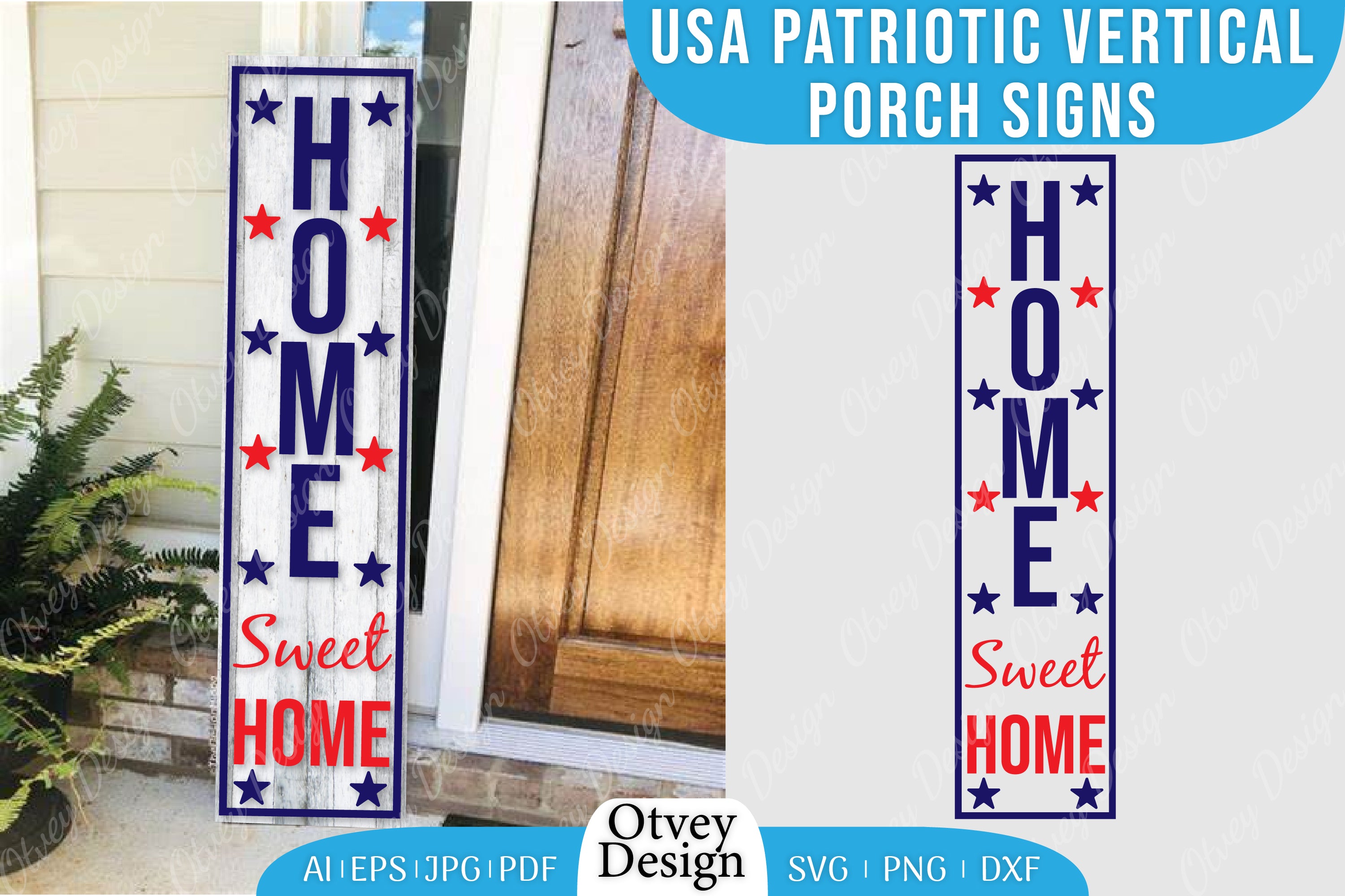 USA Patriotic Vertical Porch Signs SVG Bundle 12 - CraftNest - Digital Crafting and Art