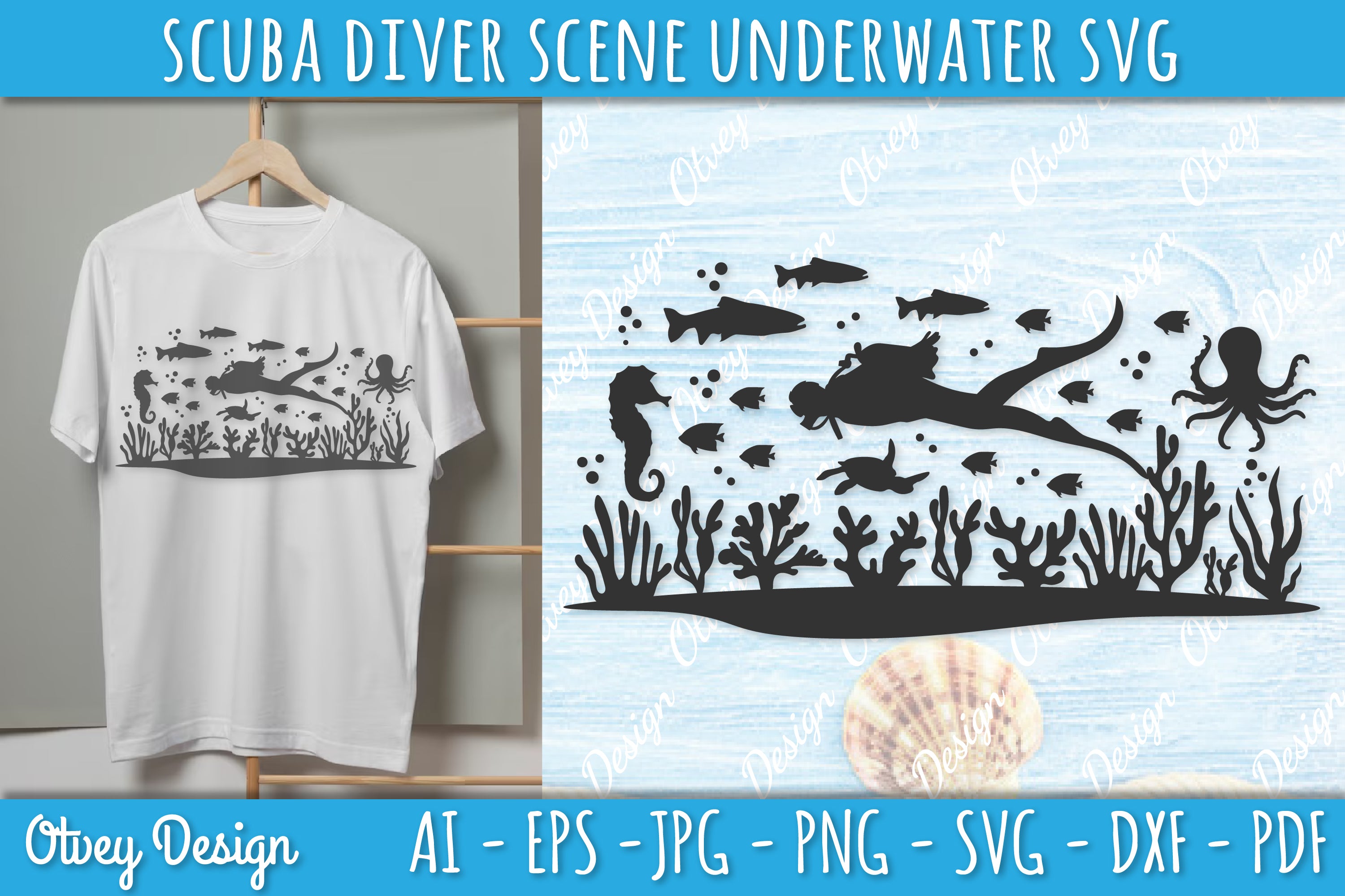 Scuba Diver Underwater World SVG Bundle 8 - CraftNest - Digital Crafting and Art
