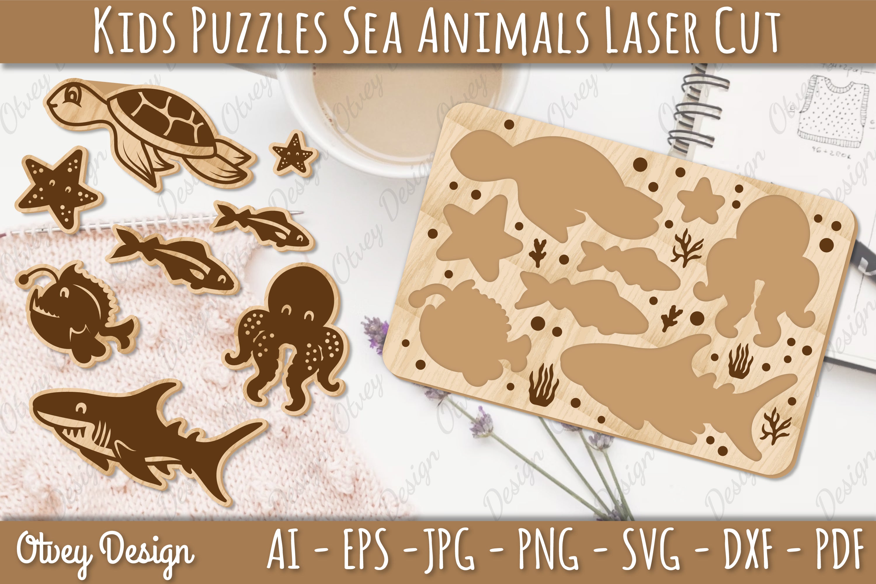 Kids Sea Animals Puzzles SVG Bundle