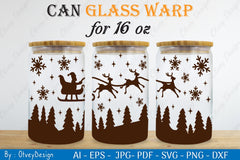Christmas Santa Sleigh Can Glass 16 OZ SVG Bundle 1 - CraftNest - Digital Crafting and Art