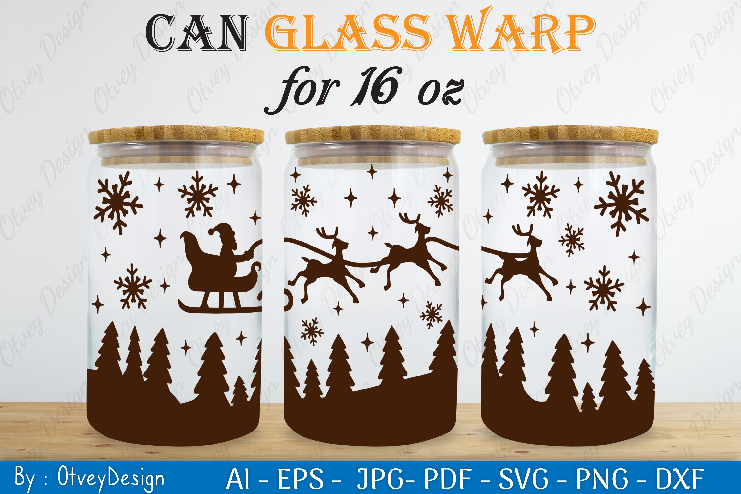 Christmas Santa Sleigh Can Glass 16 OZ SVG Bundle 1 - CraftNest - Digital Crafting and Art