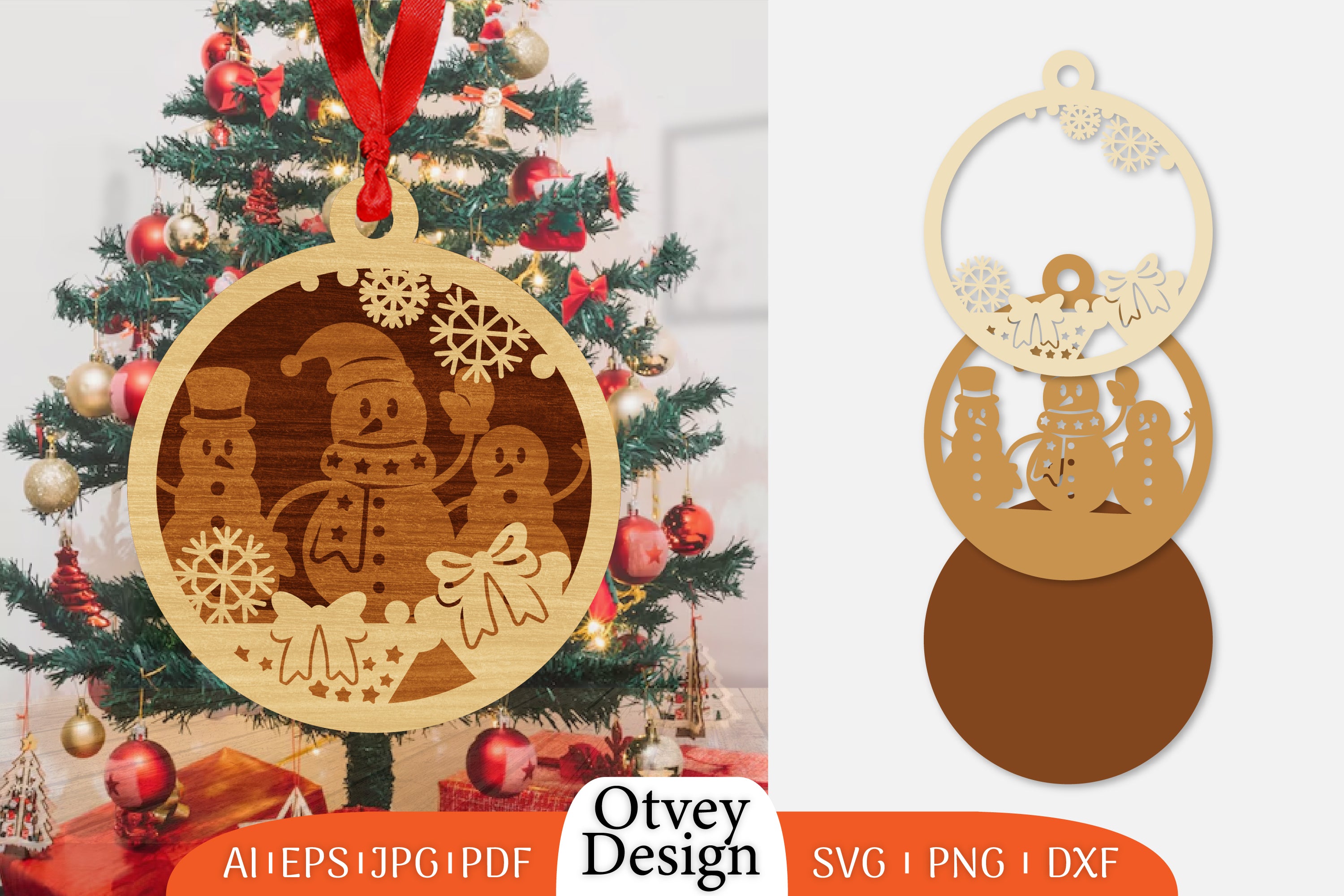 Christmas Snowman Ornament SVG Bundle 7 - CraftNest - Digital Crafting and Art