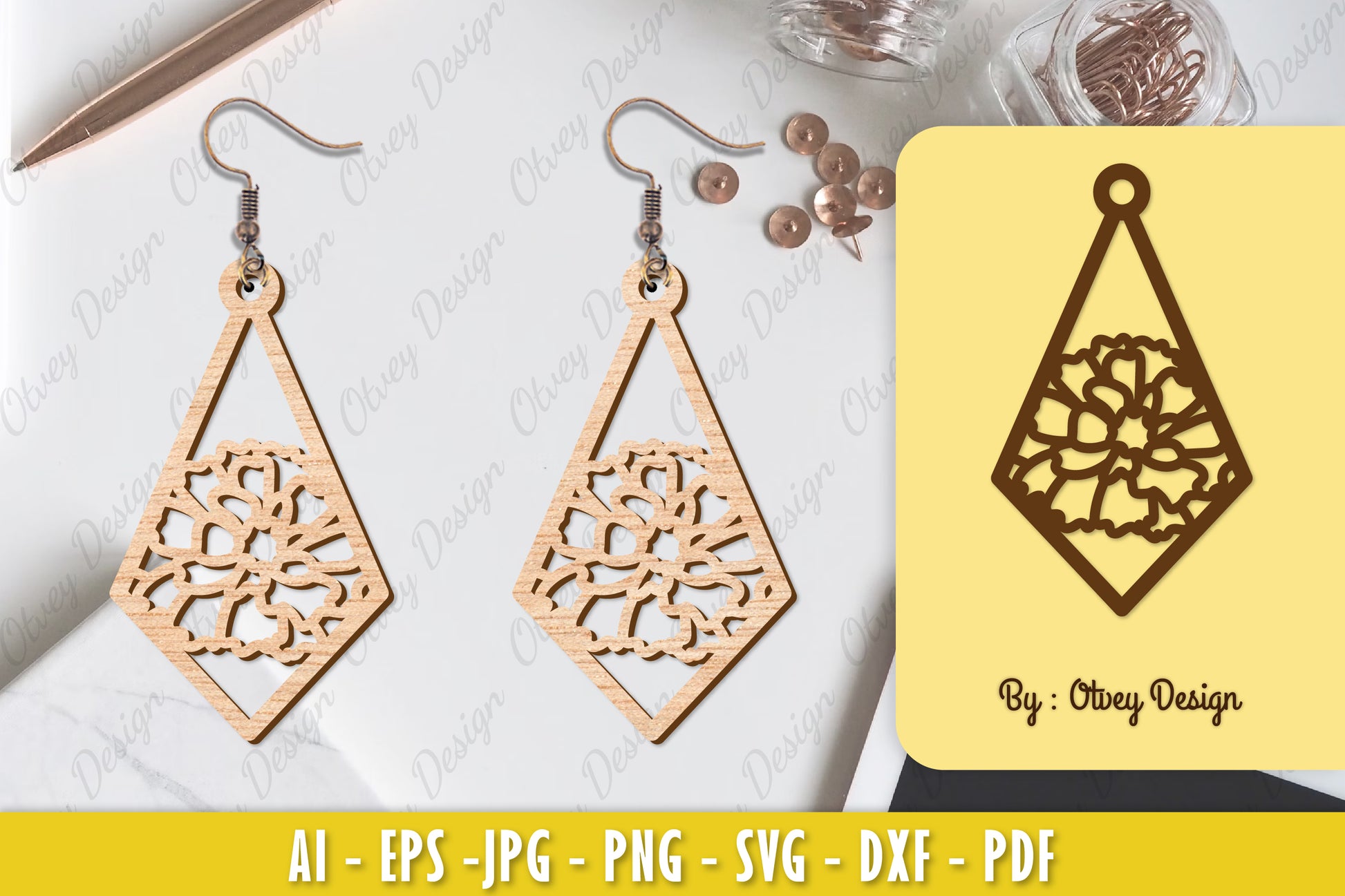 Flower Earring Laser Cut SVG Bundle 93 - CraftNest - Digital Crafting and Art