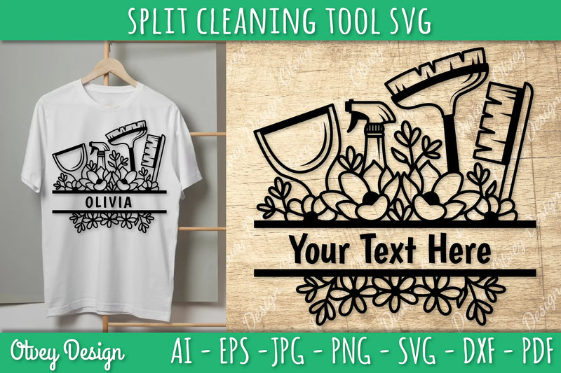 Split Monogram Cleaning Tool SVG Bundle 4 - CraftNest - Digital Crafting and Art