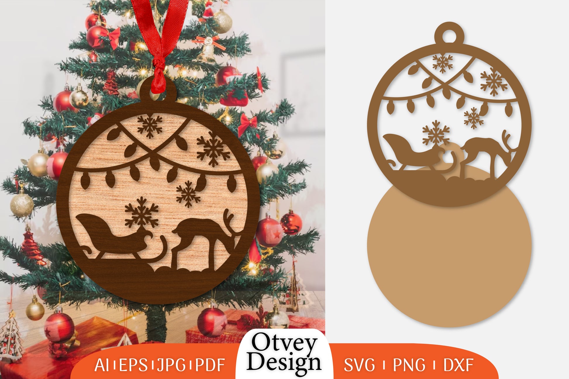 Christmas Santa Sleigh Ornament Lasercut SVG Bundle - CraftNest - Digital Crafting and Art