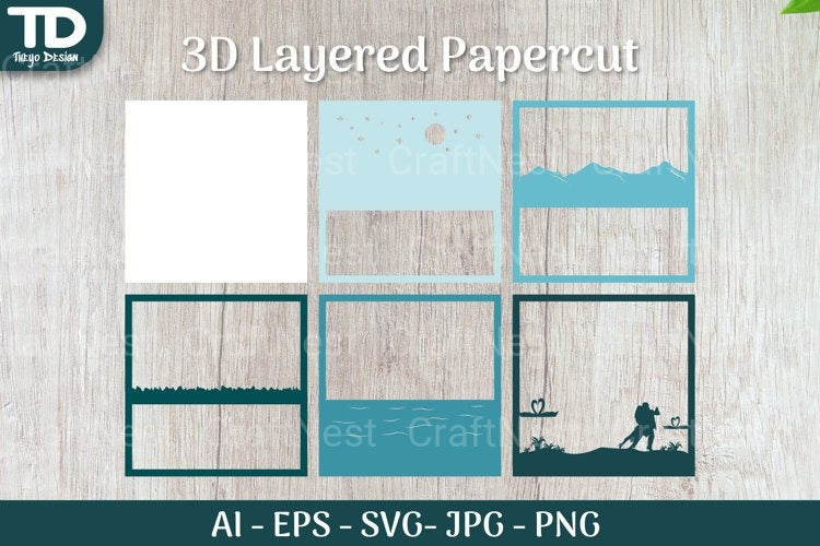 Shadow Box Dance Scene Layered Papercut SVG