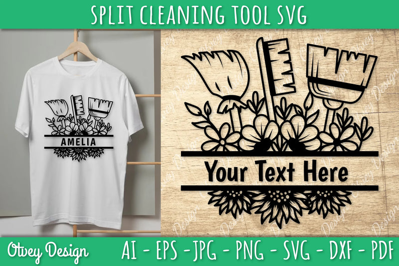Split Monogram Cleaning Tool SVG Bundle 5 - CraftNest - Digital Crafting and Art