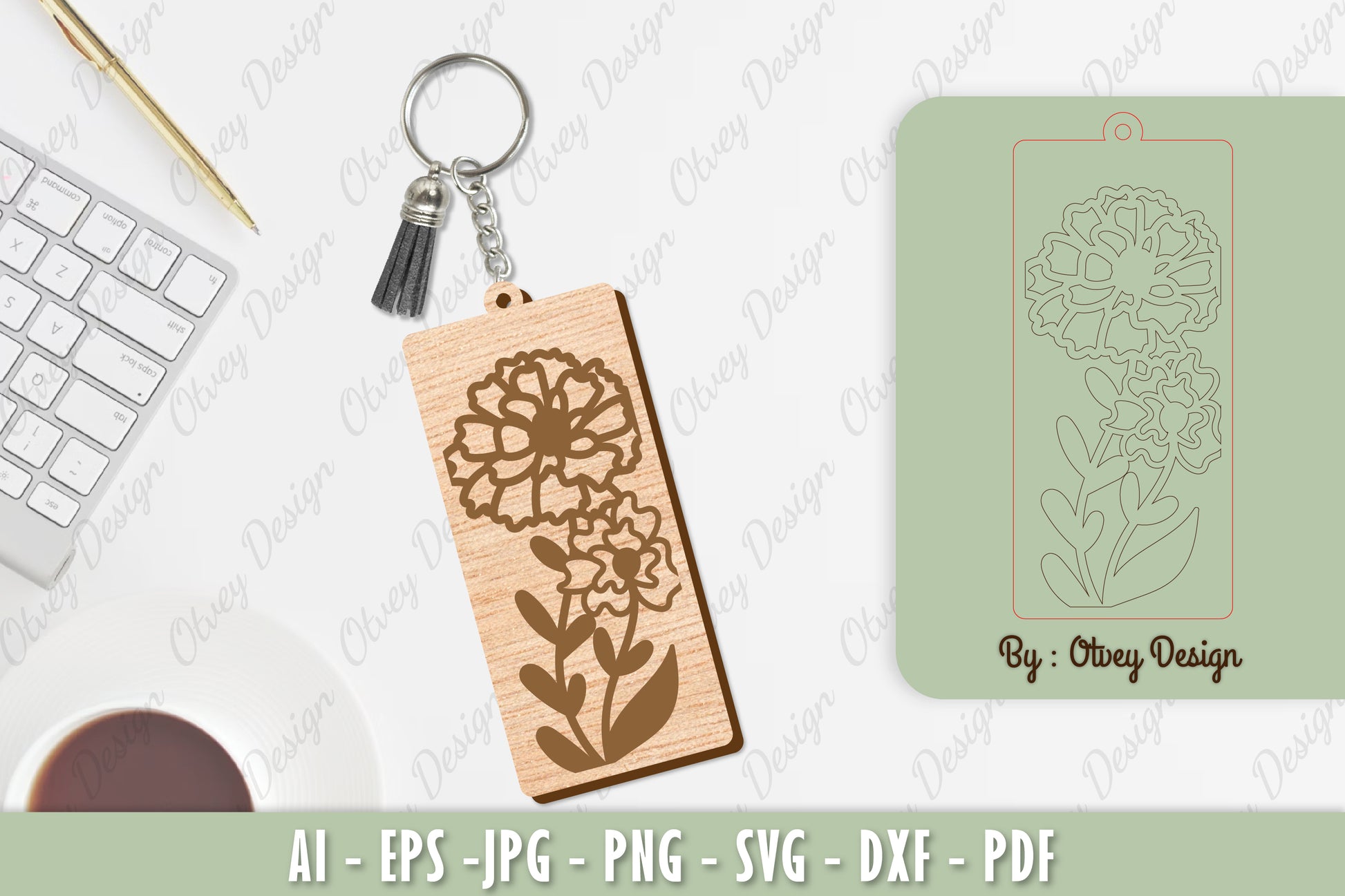 Flower Keychain Laser Cut SVG Bundle 23 - CraftNest - Digital Crafting and Art
