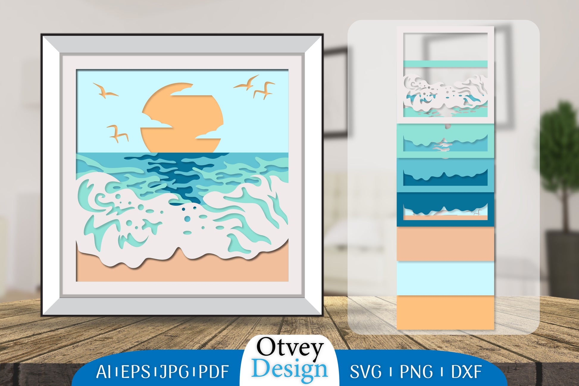 Sea Wave 3D Shadowbox Layered SVG Bundle 2 - CraftNest - Digital Crafting and Art