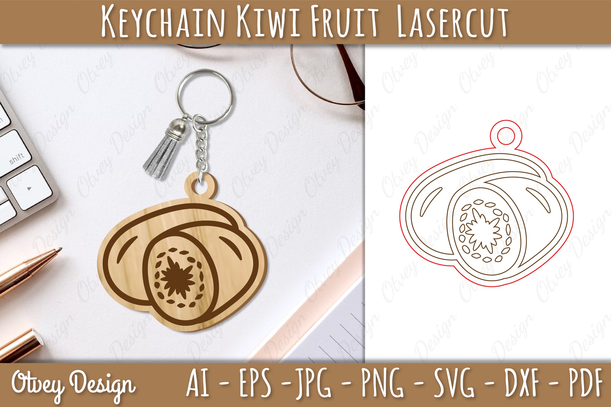 Keychain Kiwi Fruit Lasercut SVG Bundle - CraftNest - Digital Crafting and Art