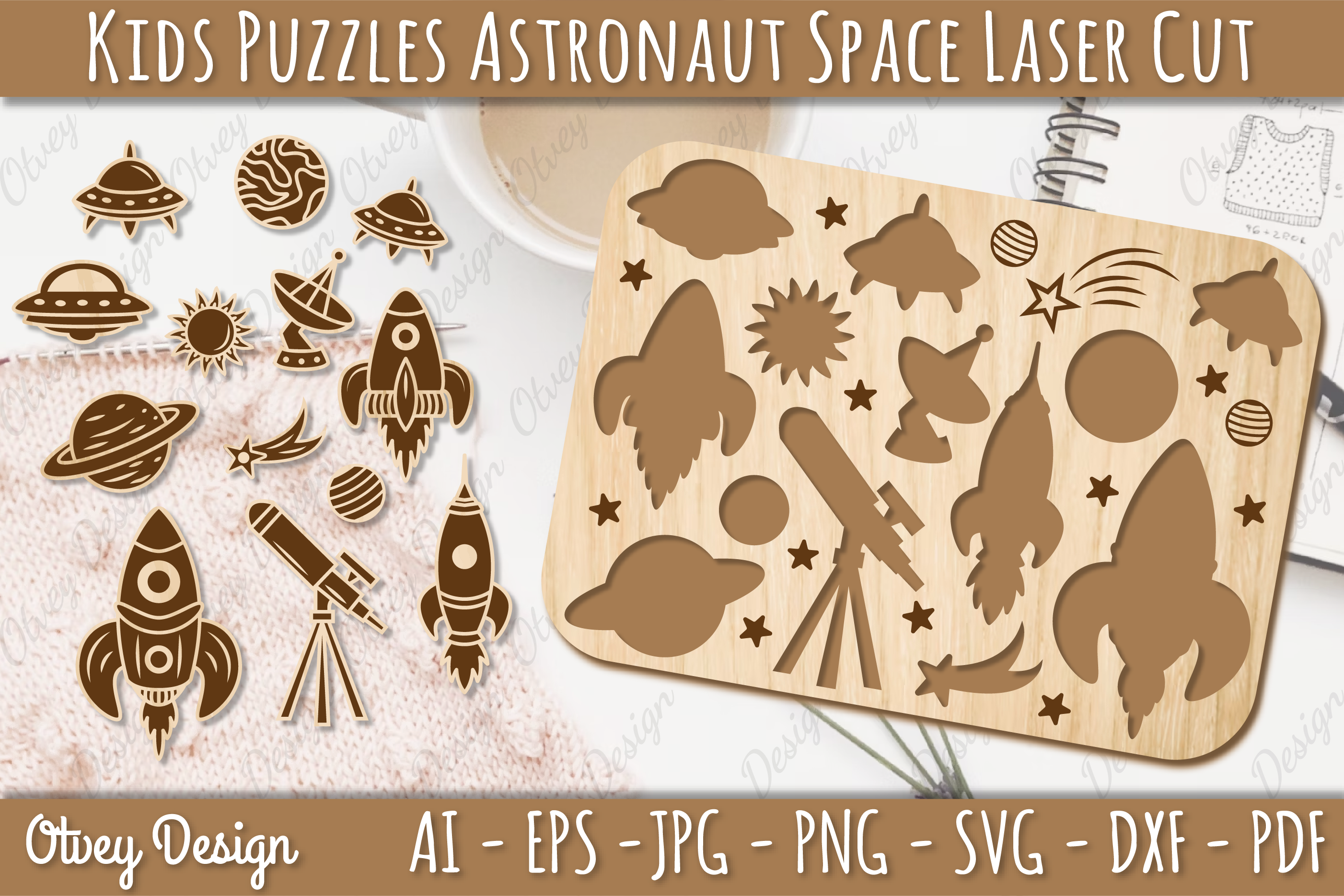 Kids Astronaut Space Puzzles SVG Bundle