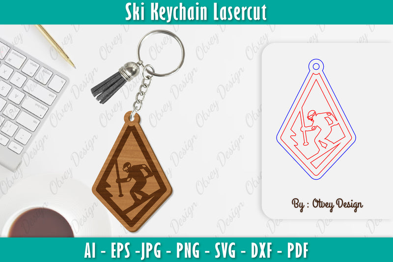 Ski Keychain Lasercut SVG Bundle 7 - CraftNest - Digital Crafting and Art