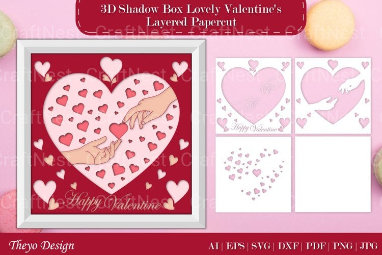 Shadow Box Happy Valentine Layered Papercut SVG