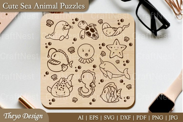 Cut Sea Animal Puzzle SVG