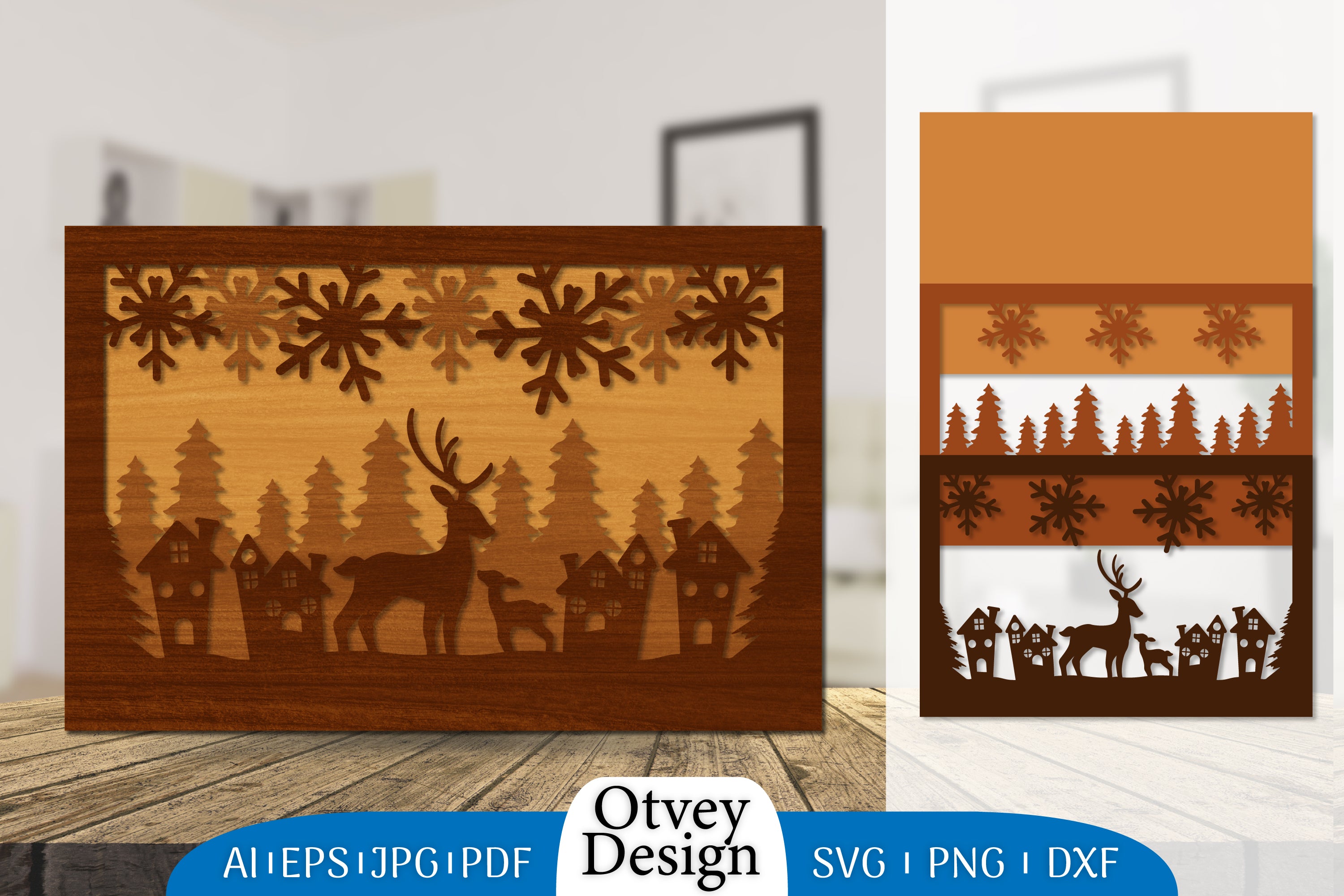Christmas Deer Layered Lasercut SVG Bundle 3 - CraftNest - Digital Crafting and Art