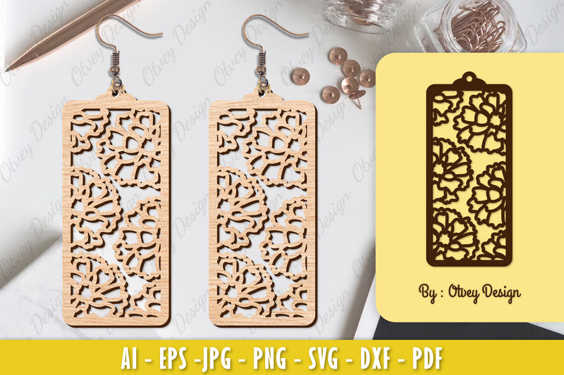 Flower Earring Laser Cut SVG Bundle 113 - CraftNest - Digital Crafting and Art
