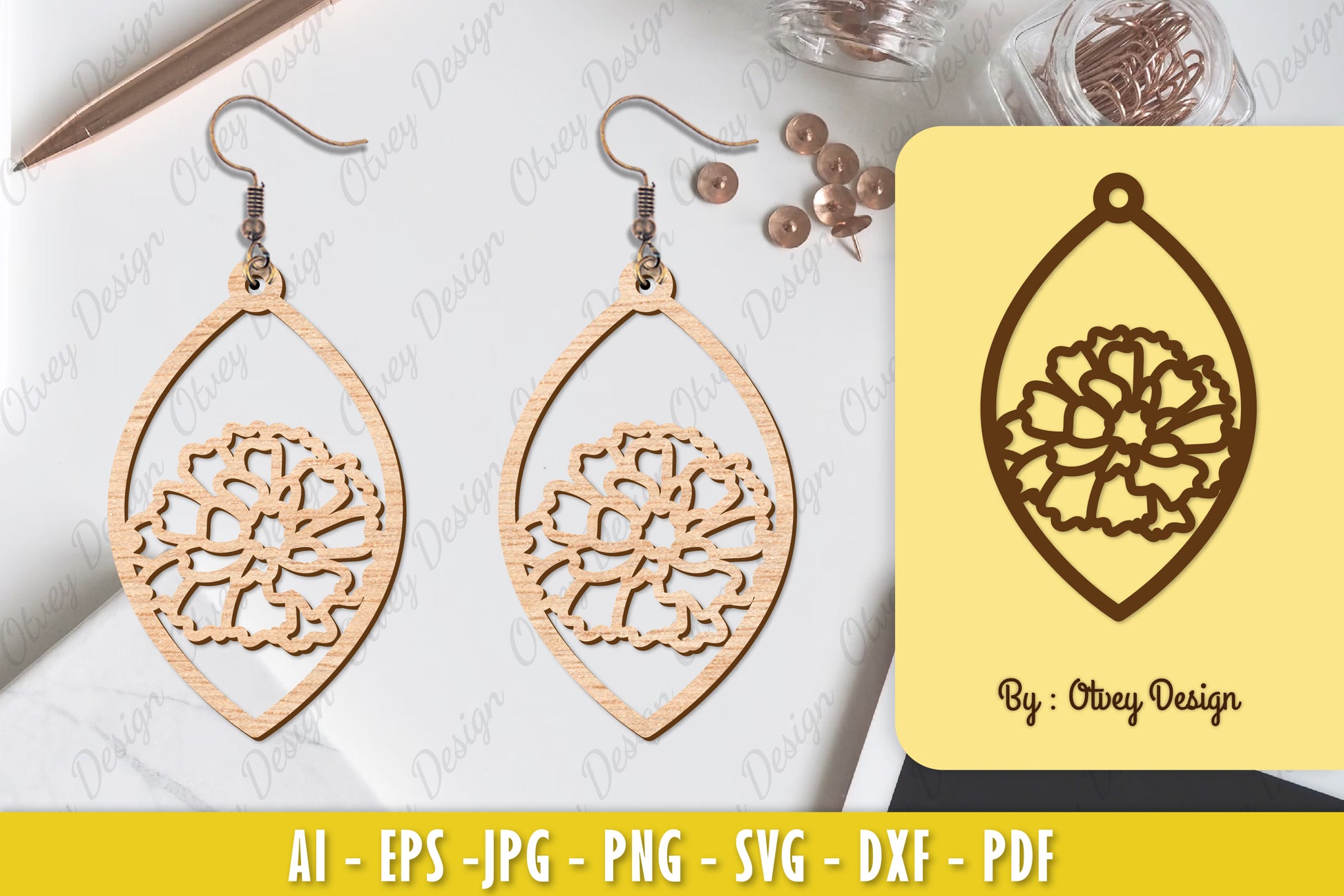 Flower Earring Laser Cut SVG Bundle 13 - CraftNest - Digital Crafting and Art