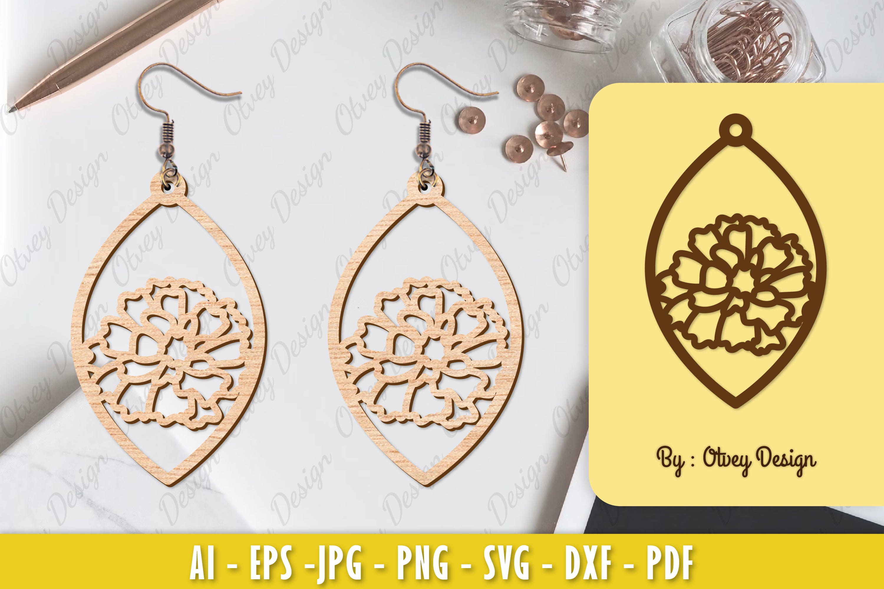 Flower Earring Laser Cut SVG Bundle 13 - CraftNest - Digital Crafting and Art