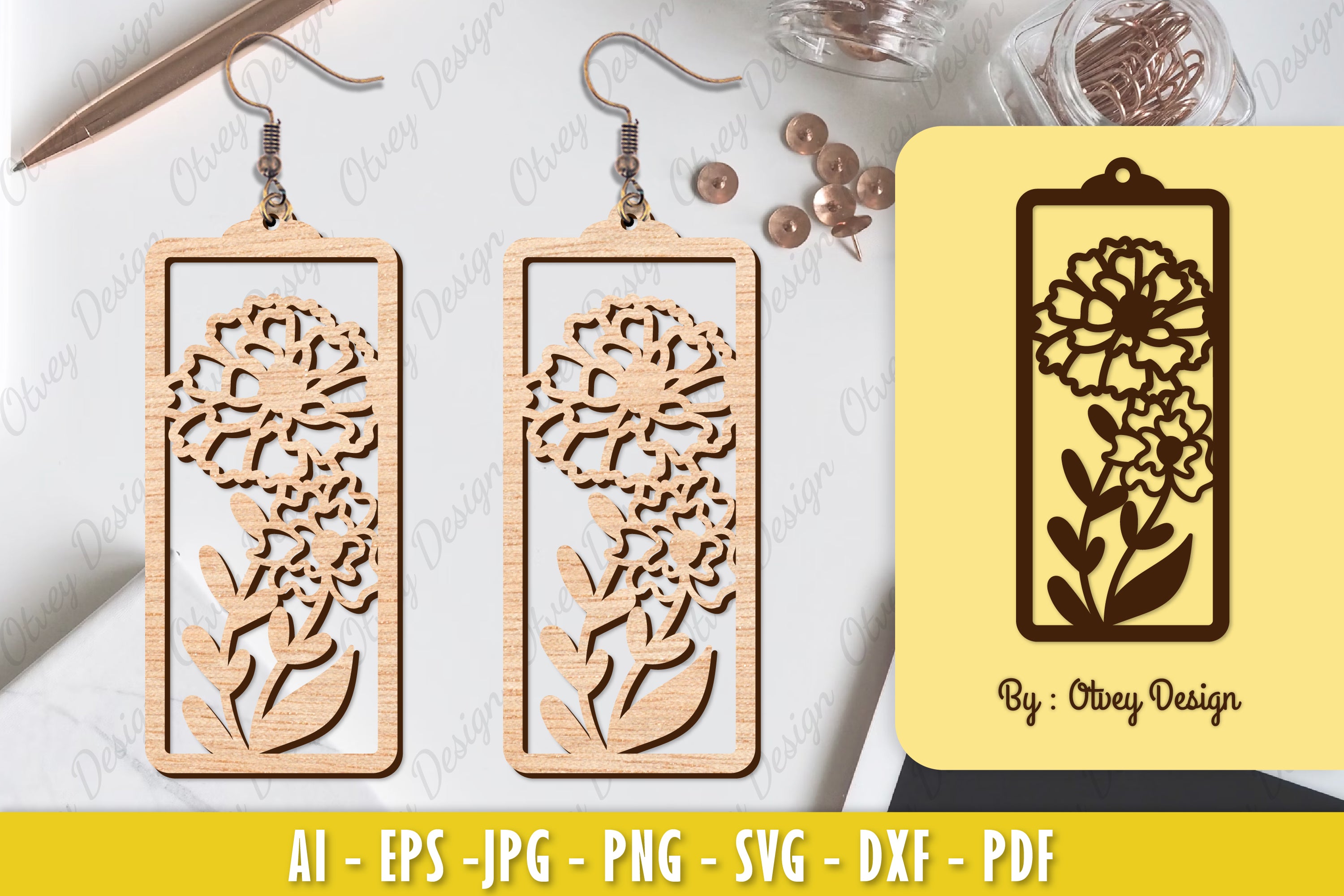 Flower Earring Laser Cut SVG Bundle 123 - CraftNest - Digital Crafting and Art
