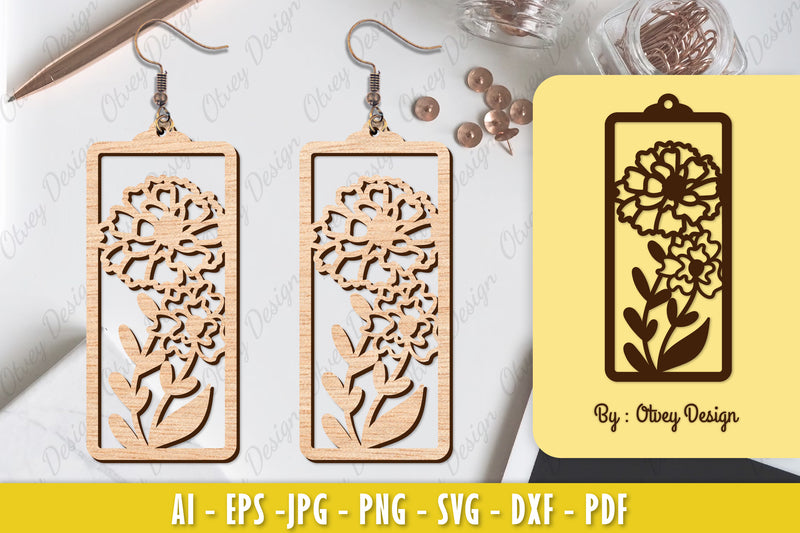 Flower Earring Laser Cut SVG Bundle 123 - CraftNest - Digital Crafting and Art