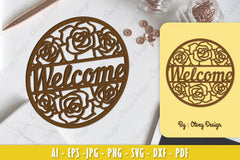 Rose Flower Welcome Sign SVG Bundle 1 - CraftNest - Digital Crafting and Art
