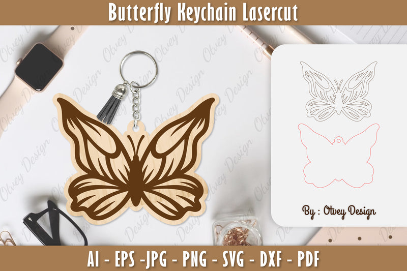 Butterfly Keychain Lasercut SVG Bundle 25 - CraftNest - Digital Crafting and Art