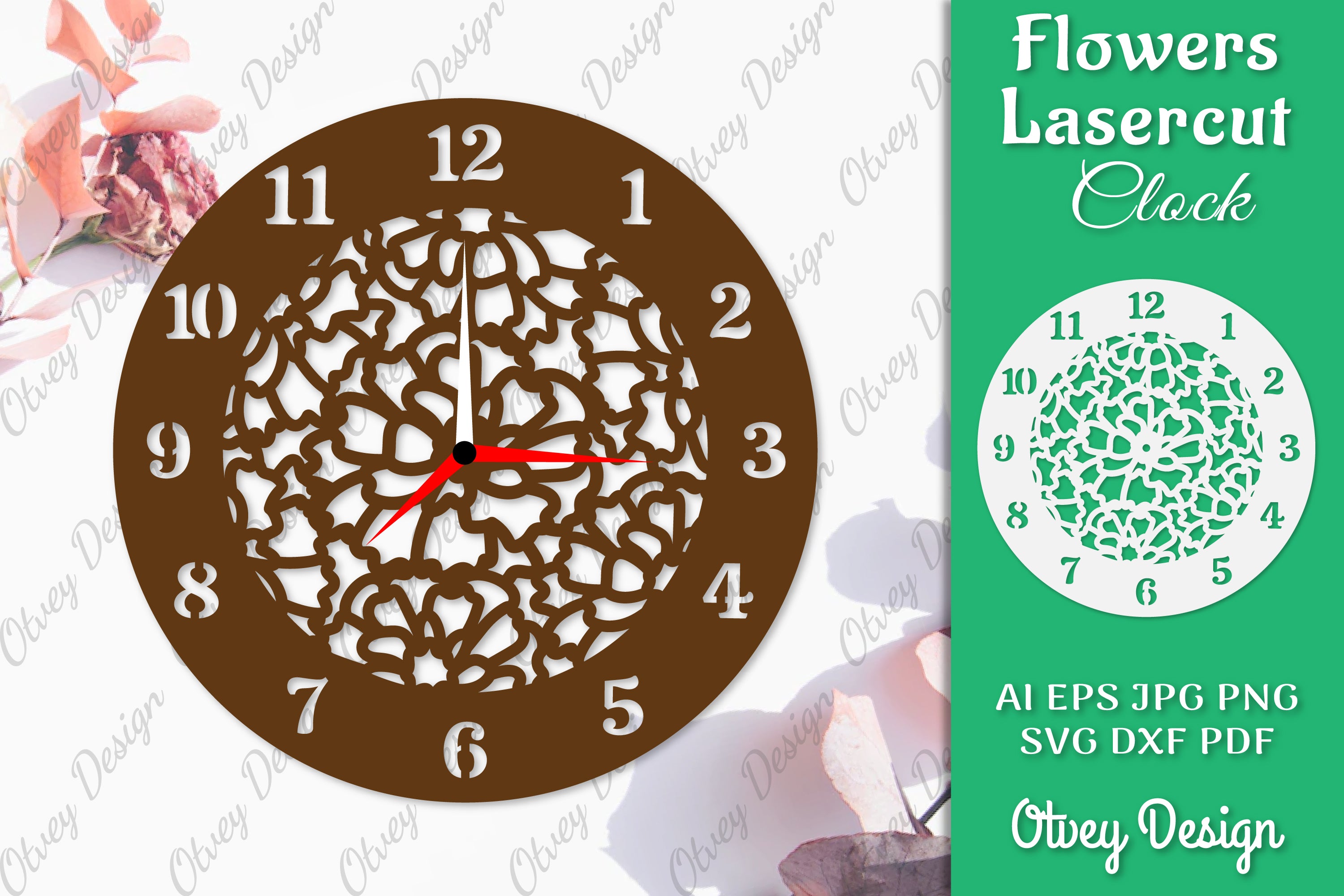Flowers Clock SVG LaserCut SVG Bundle 3 - CraftNest - Digital Crafting and Art