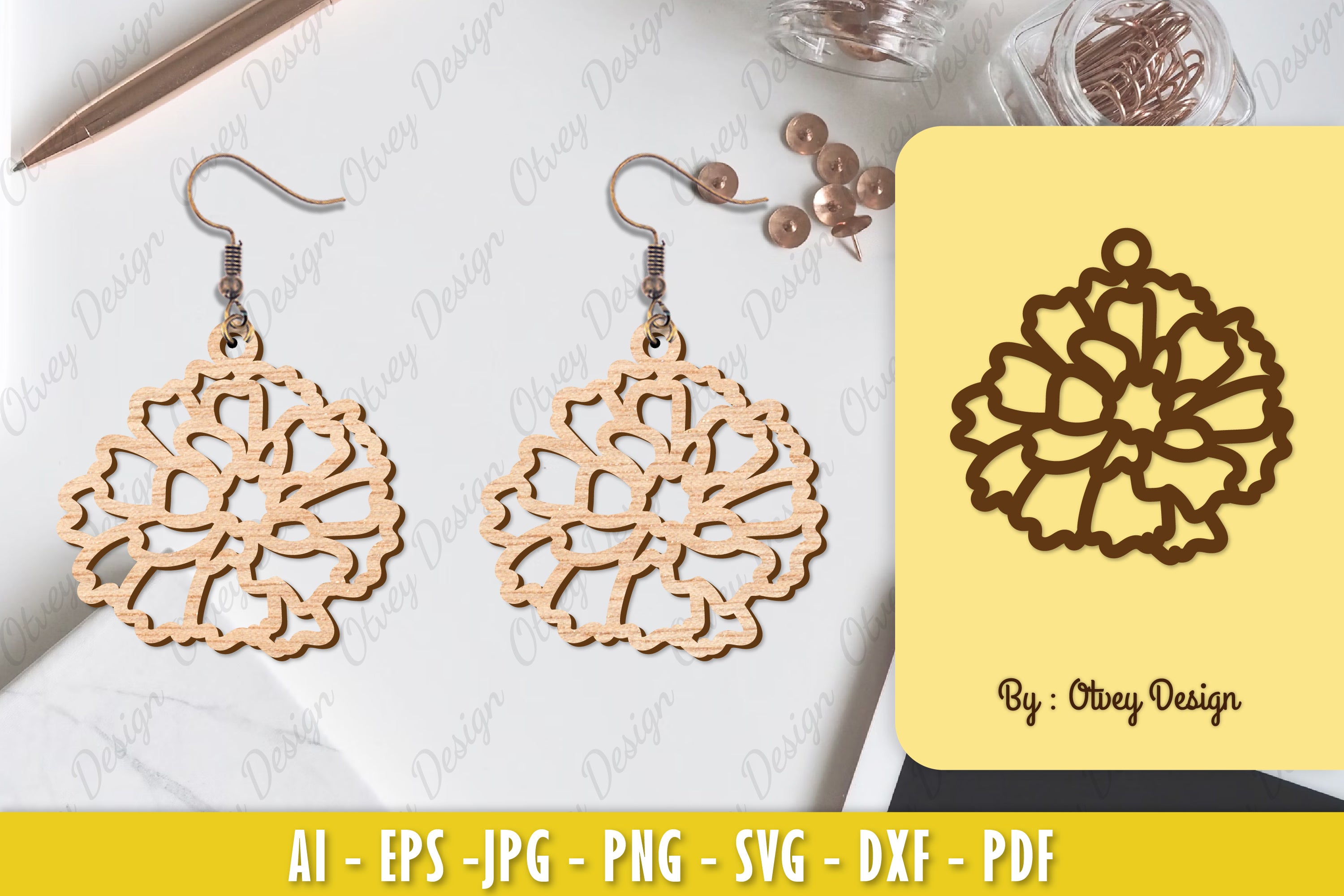 Flower Earring Laser Cut SVG Bundle 73 - CraftNest - Digital Crafting and Art