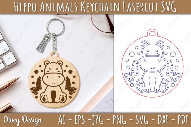 Hippo Animals Keychain SVG Bundle - CraftNest - Digital Crafting and Art