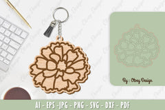 Flower Keychain Laser Cut SVG Bundle 33 - CraftNest - Digital Crafting and Art