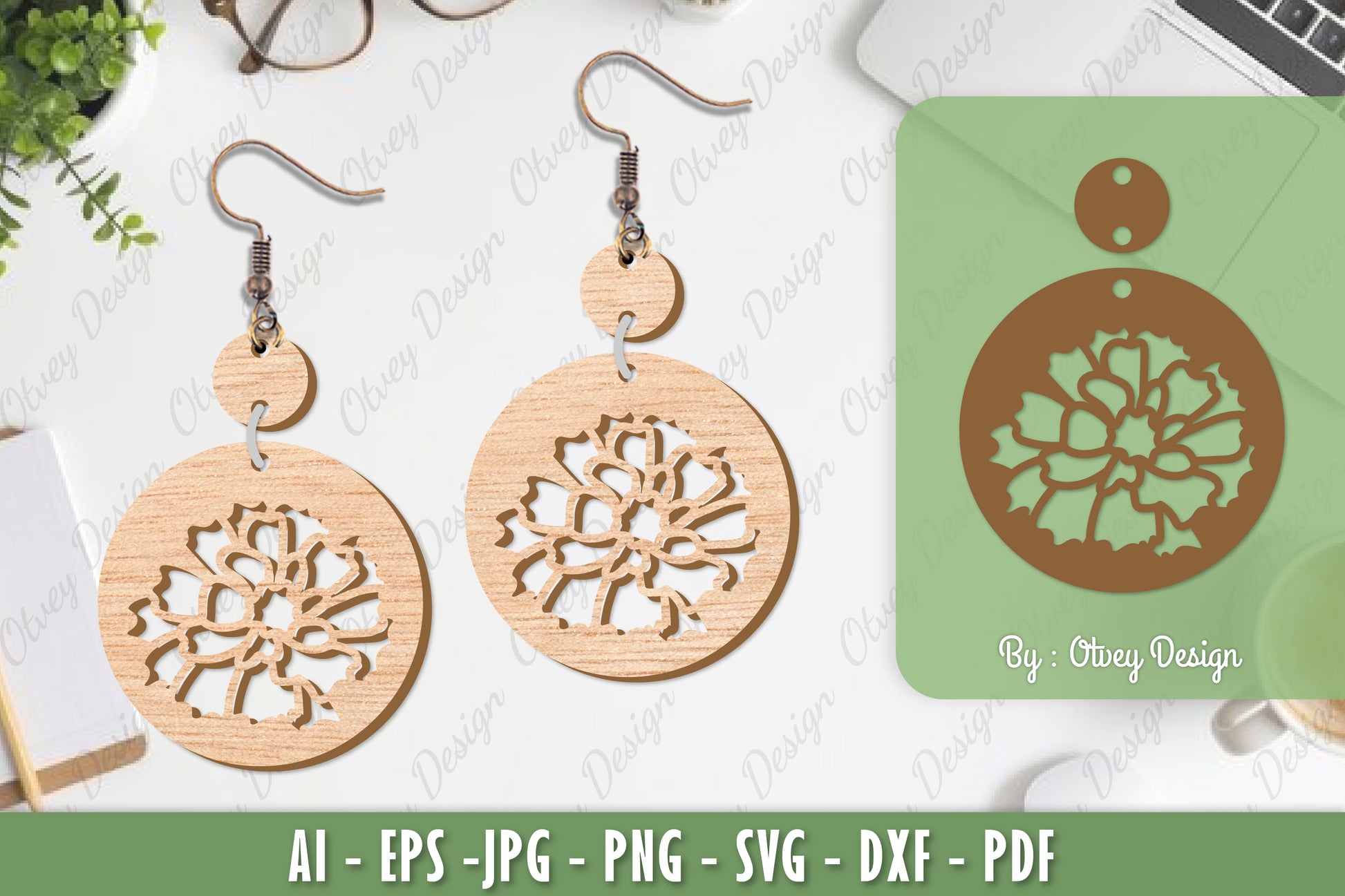 Flower Earrings Laser Cut SVG Bundle 13 - CraftNest - Digital Crafting and Art