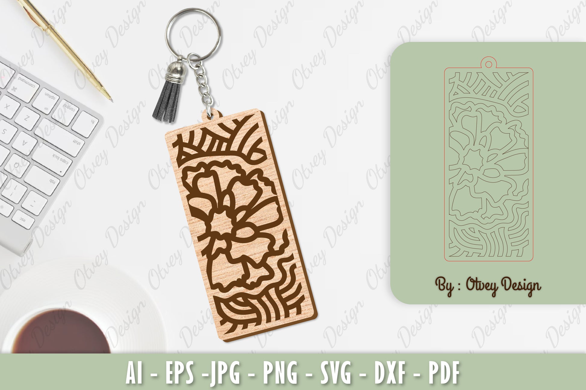 Flower Keychain Laser Cut SVG Bundle 3 - CraftNest - Digital Crafting and Art