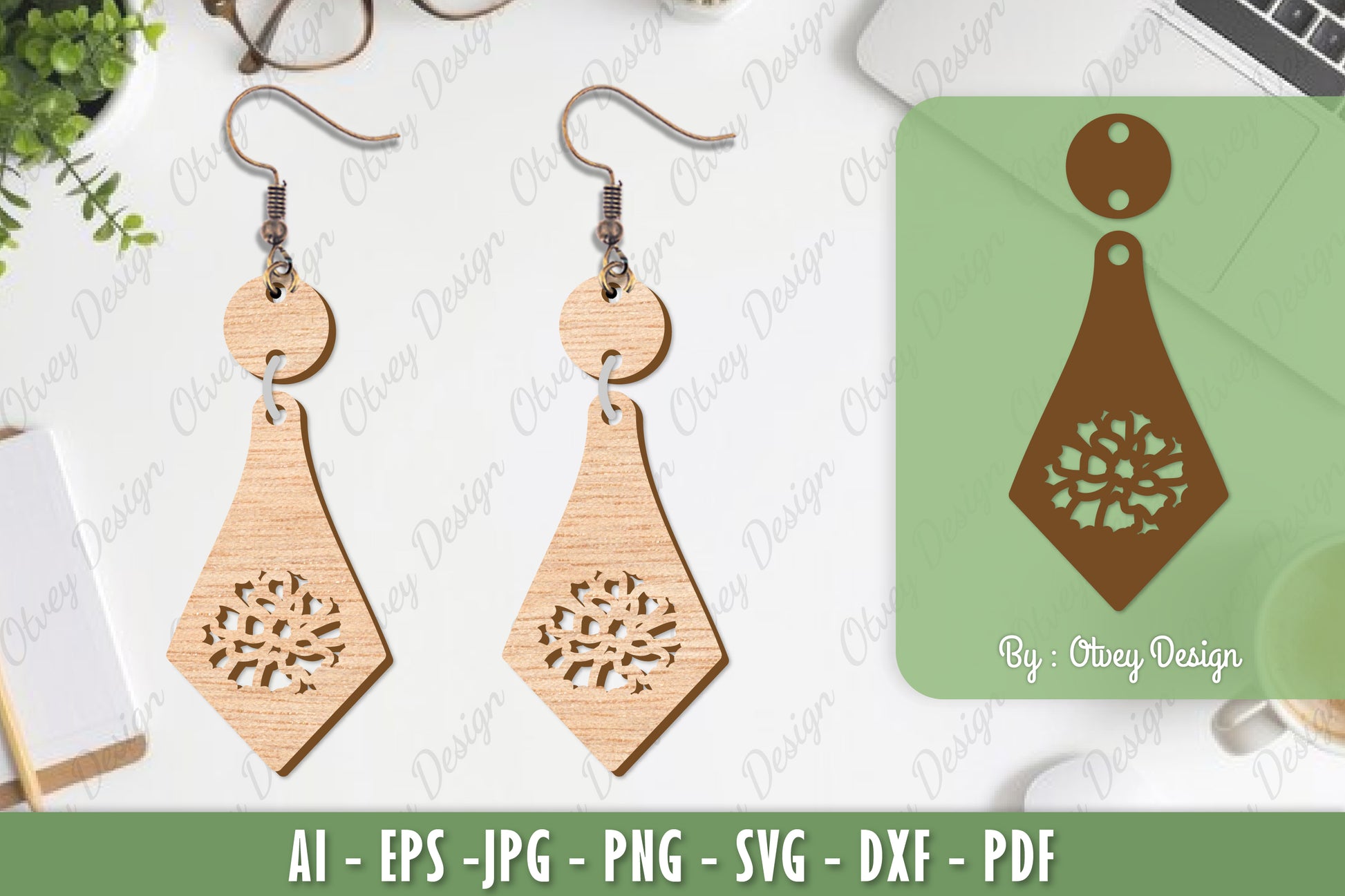 Flower Earrings Laser Cut SVG Bundle 73 - CraftNest - Digital Crafting and Art