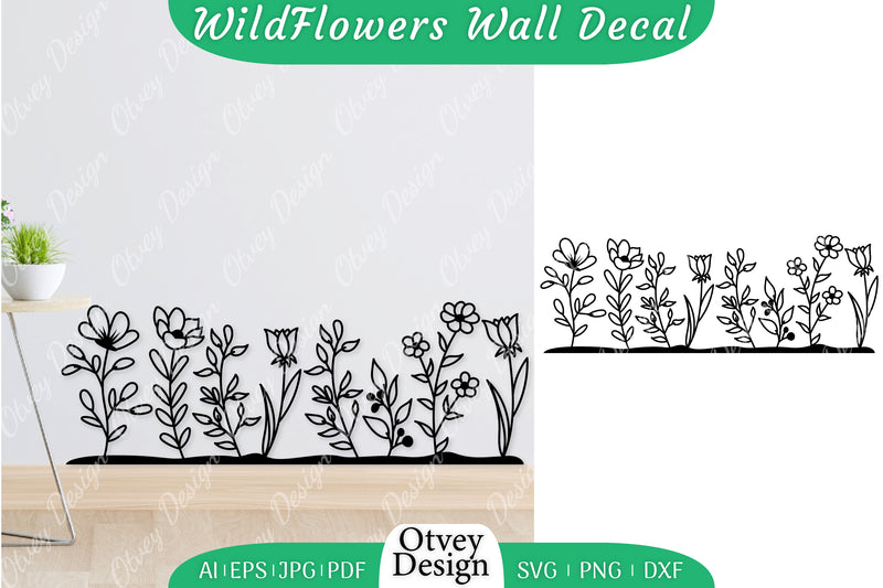Blooming Wildflowers Wall Decal SVG Bundle 5 - CraftNest - Digital Crafting and Art