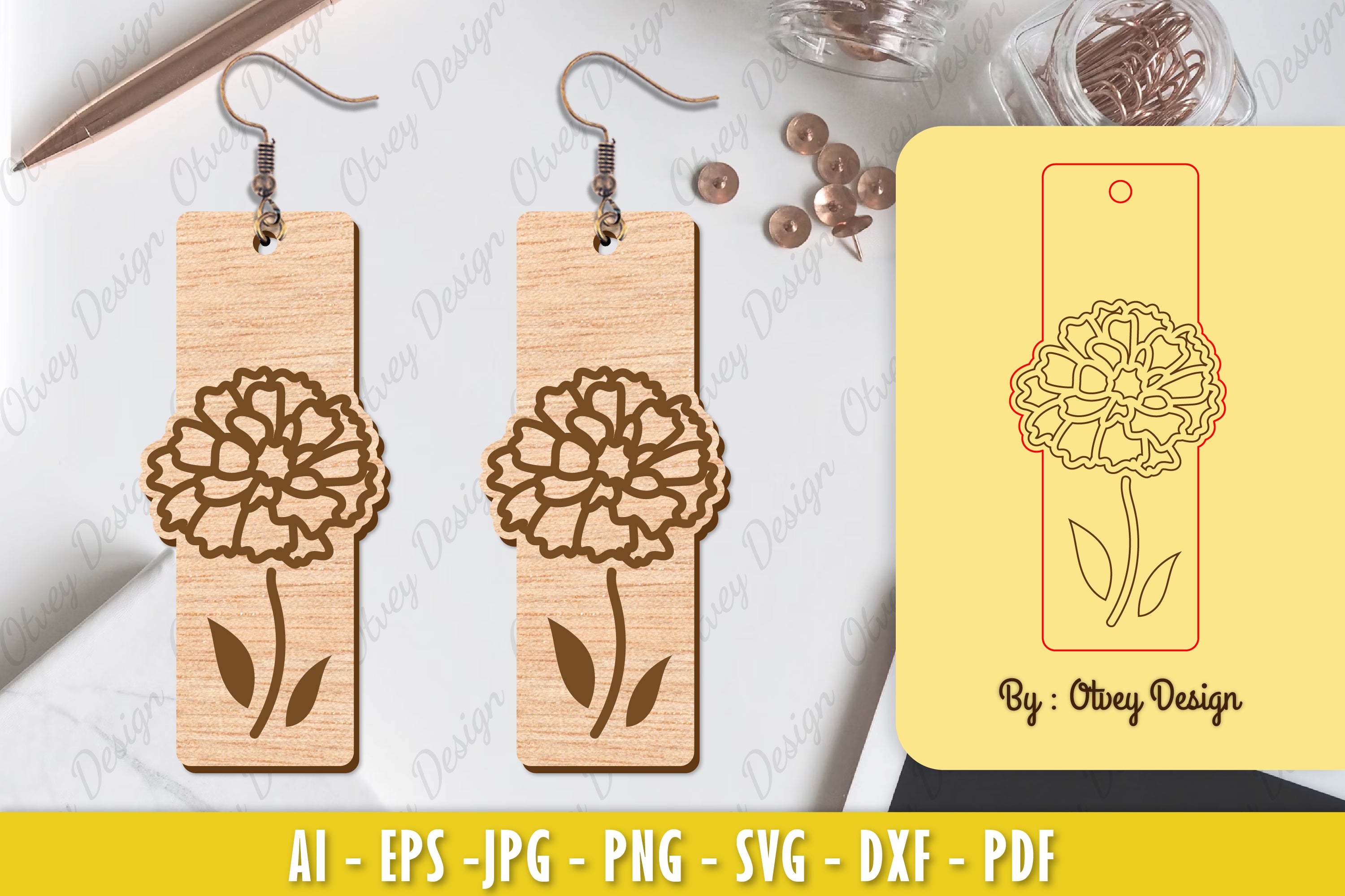 Flower Earring Laser Cut SVG Bundle 143 - CraftNest - Digital Crafting and Art