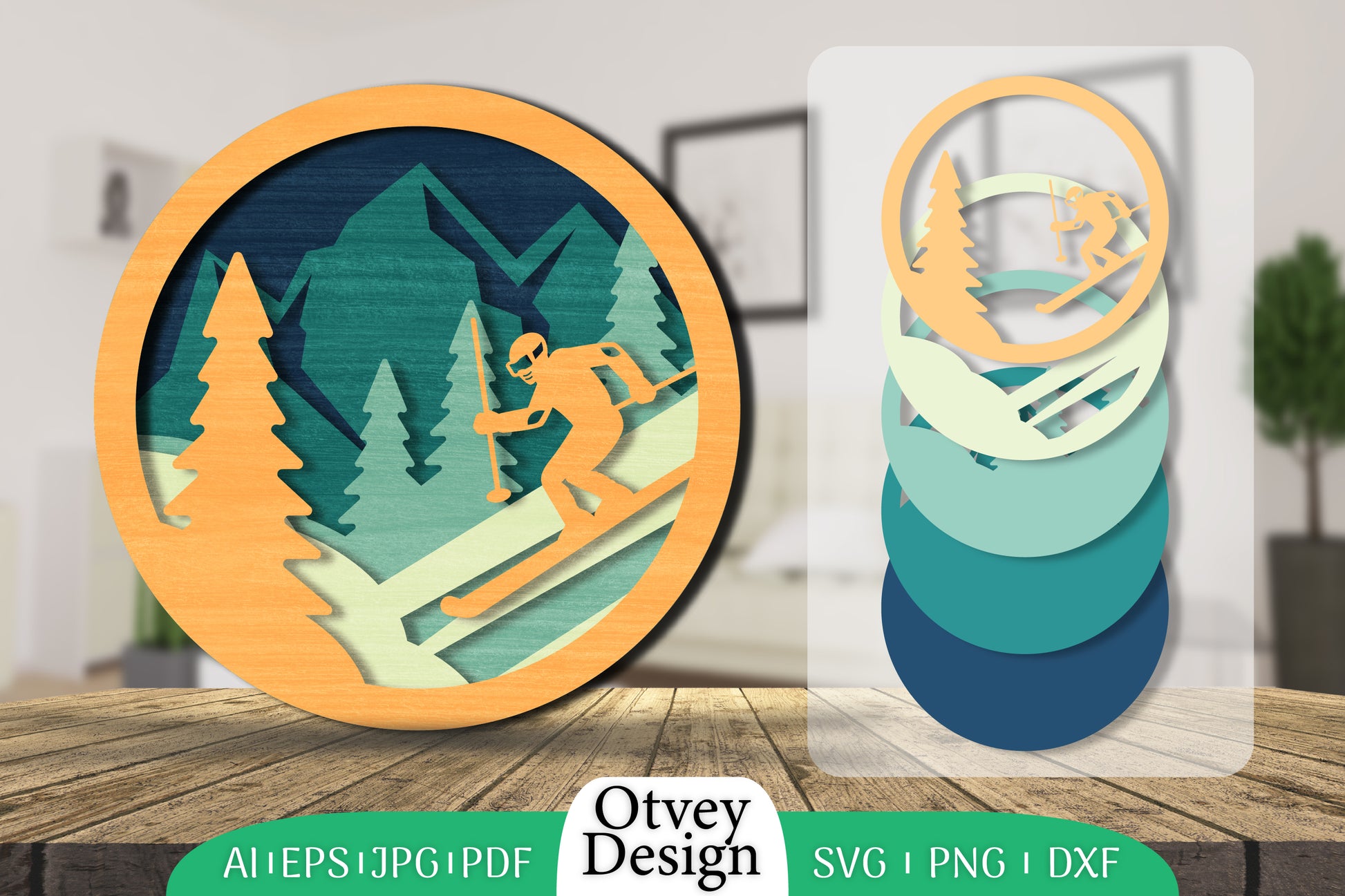 Ski Scene 3D Layered Lasercut SVG Bundle 2 - CraftNest - Digital Crafting and Art