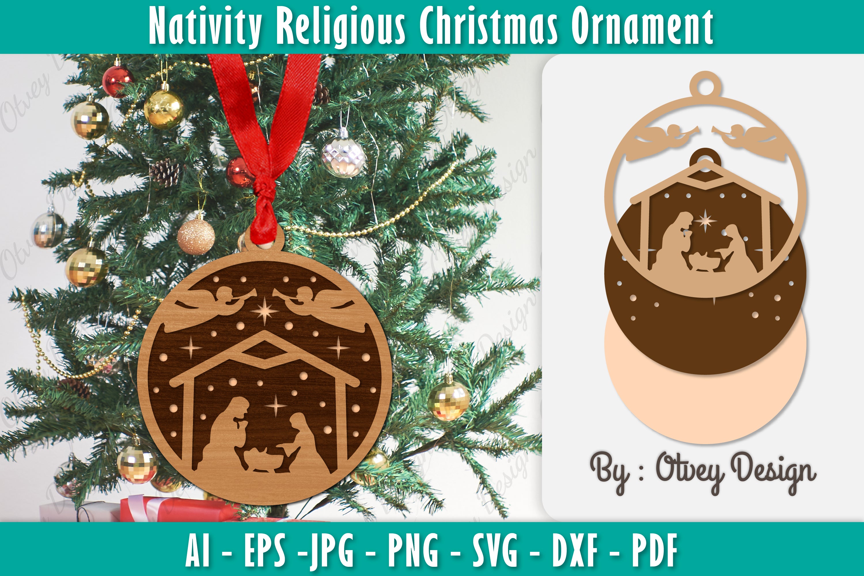 Nativity Religious Christmas Ornament SVG Bundle 5 - CraftNest - Digital Crafting and Art
