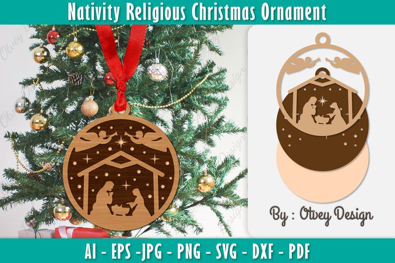 Nativity Religious Christmas Ornament SVG Bundle 5 - CraftNest - Digital Crafting and Art