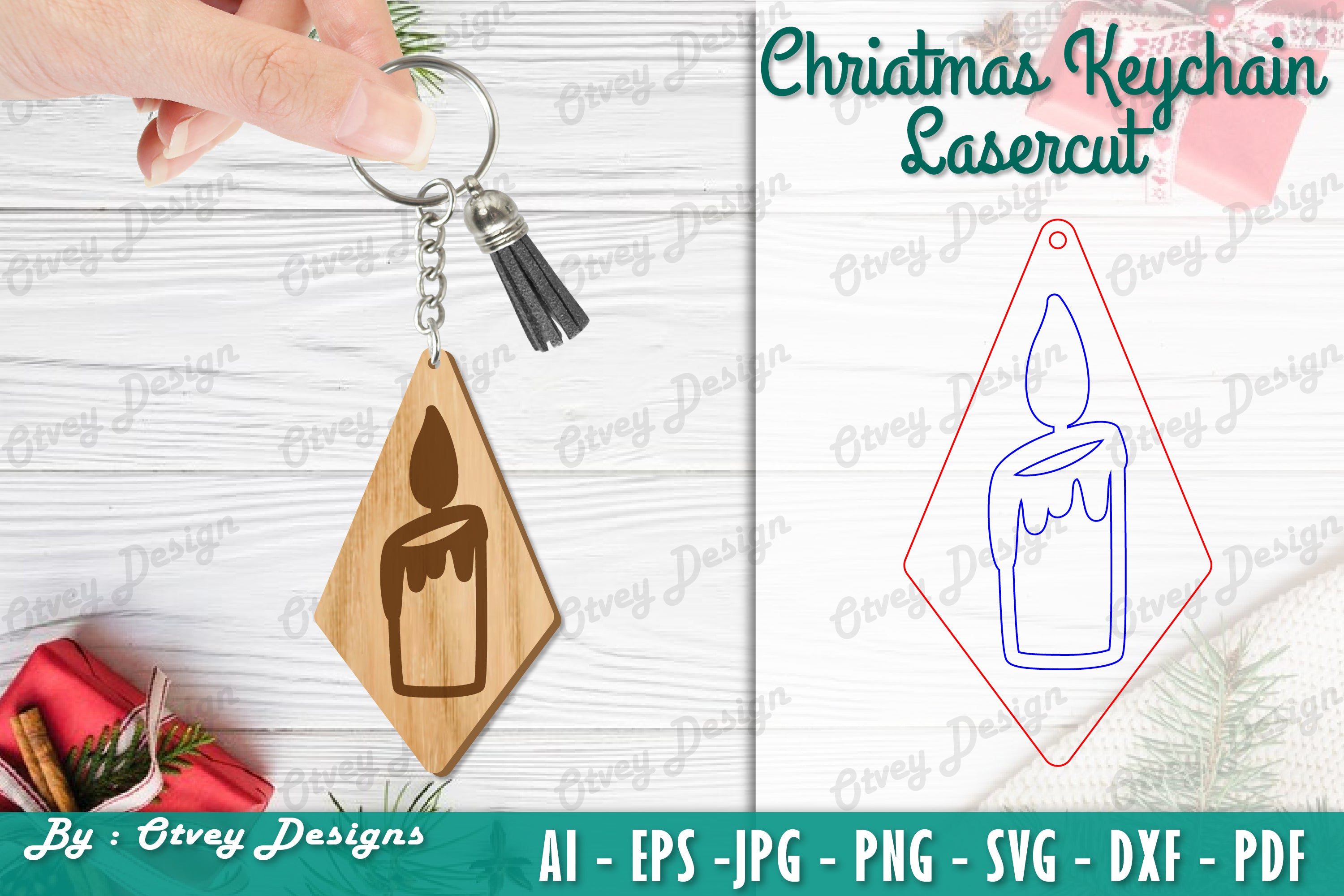 Christmas Keychain Lasercut SVG Bundle 32 - CraftNest - Digital Crafting and Art