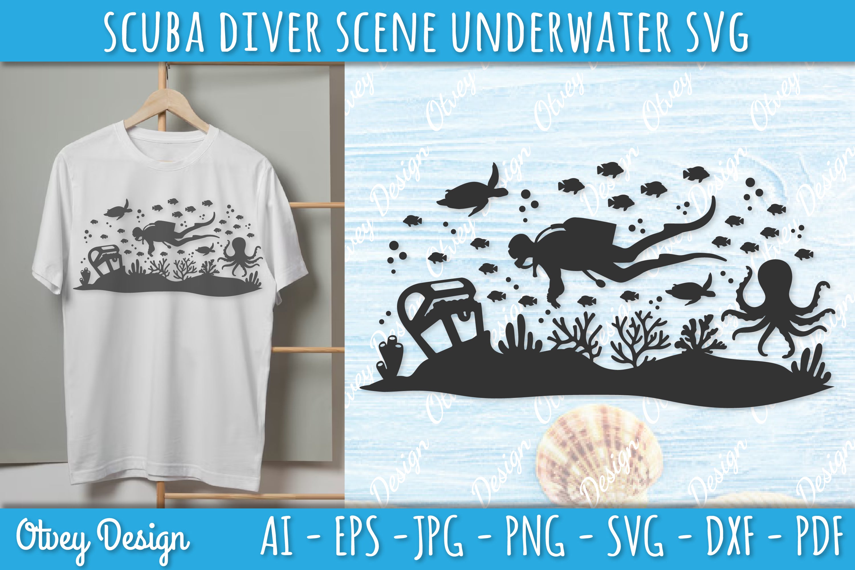 Scuba Diver Underwater World SVG Bundle 5 - CraftNest - Digital Crafting and Art