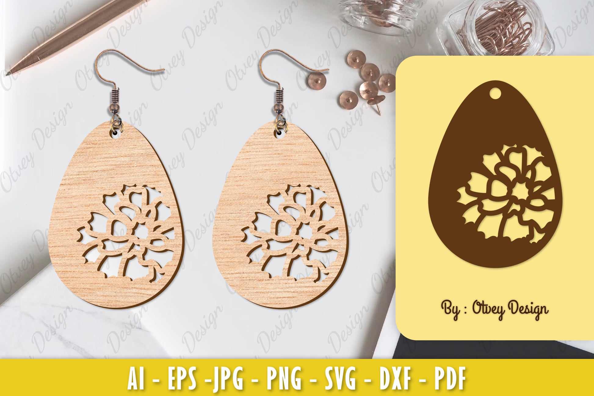 Flower Earring Laser Cut SVG Bundle 63 - CraftNest - Digital Crafting and Art