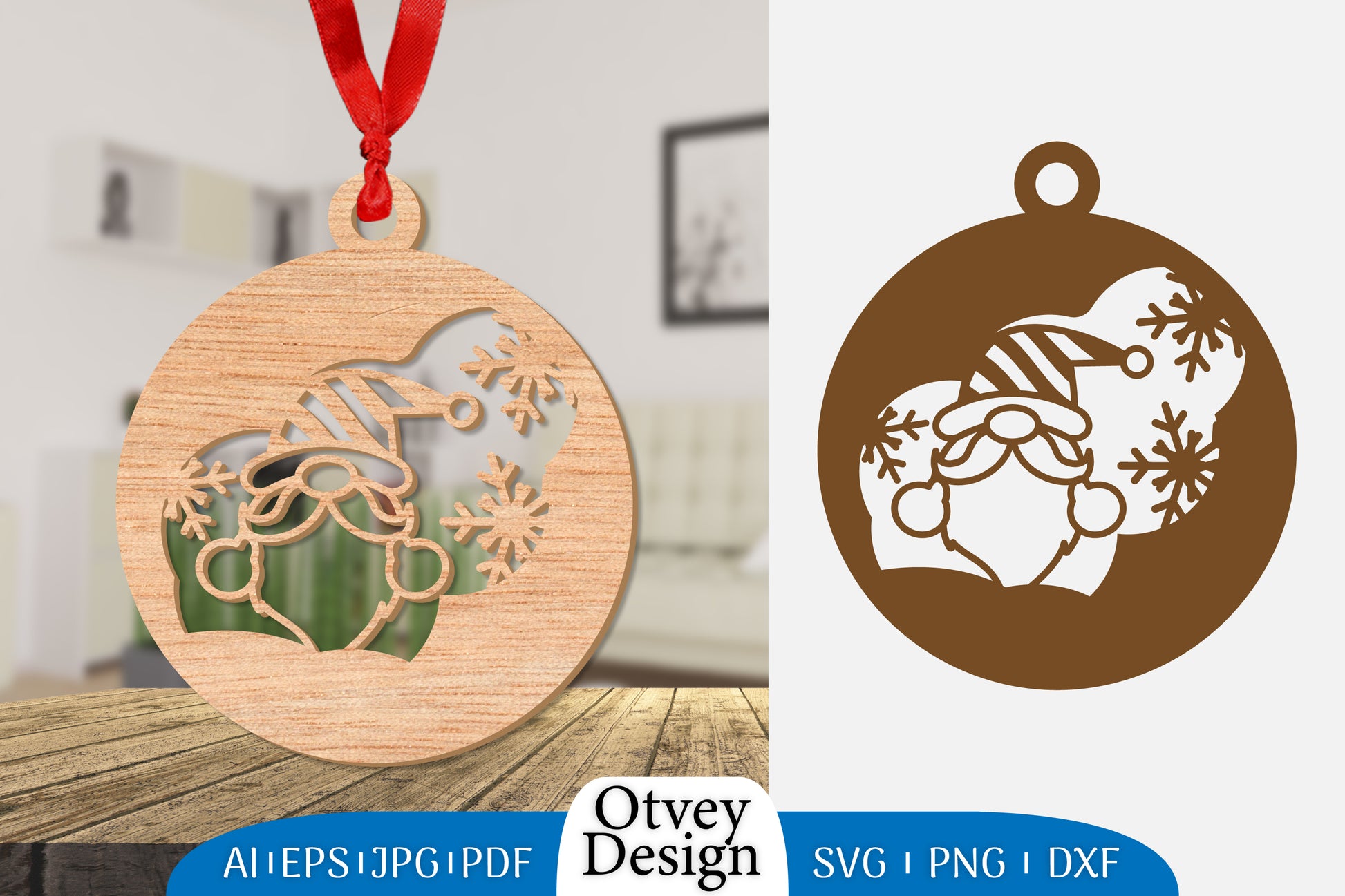 Christmas Gnome Ornament Lasercut SVG Bundle 7 - CraftNest - Digital Crafting and Art