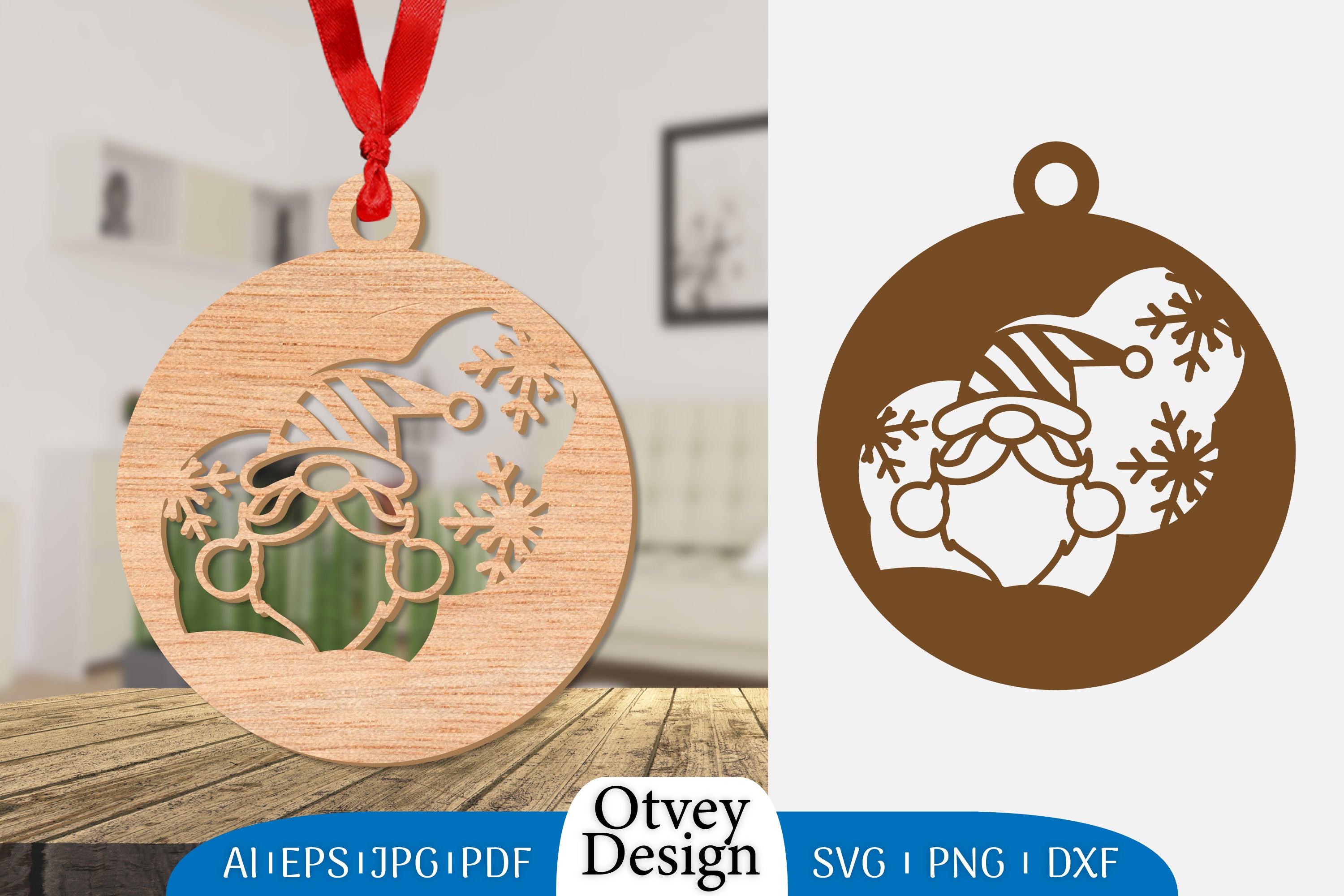 Christmas Gnome Ornament Lasercut SVG Bundle 7 - CraftNest - Digital Crafting and Art