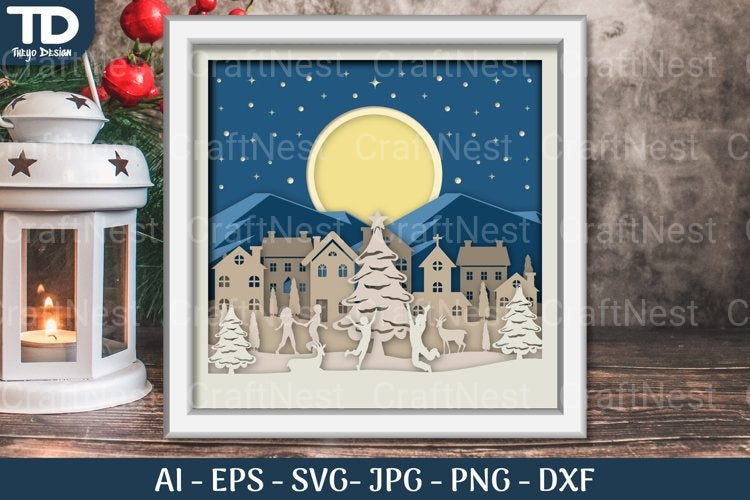 Shadow Box Christmas Layered Papercut SVG