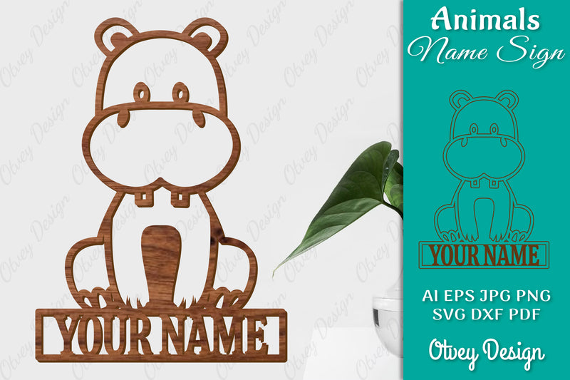 Animal Name Sign SVG Laser Cut Template Door Wall Hanger SVG Bundle 8 - CraftNest - Digital Crafting and Art
