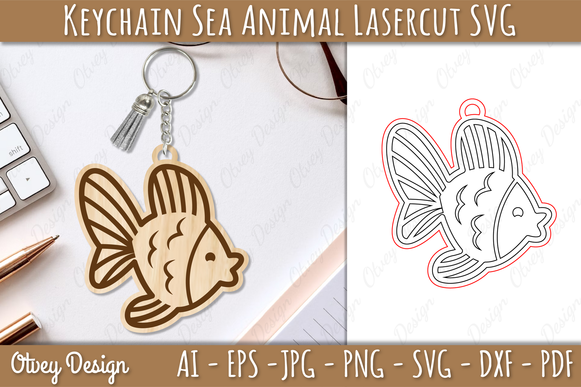 Keychain Sea Animal Lasercut SVG Bundle 3 - CraftNest - Digital Crafting and Art