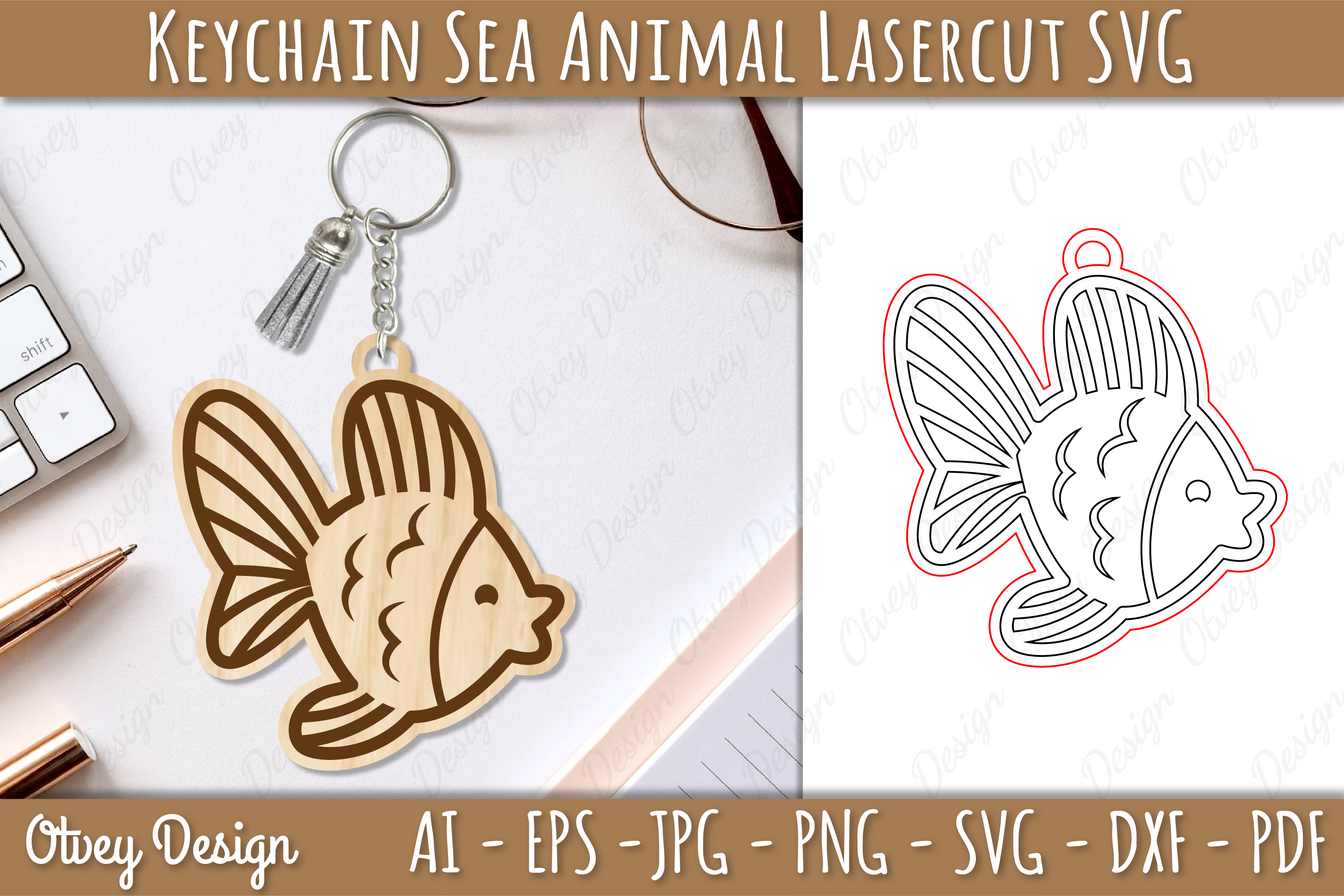 Keychain Sea Animal Lasercut SVG Bundle 3 - CraftNest - Digital Crafting and Art