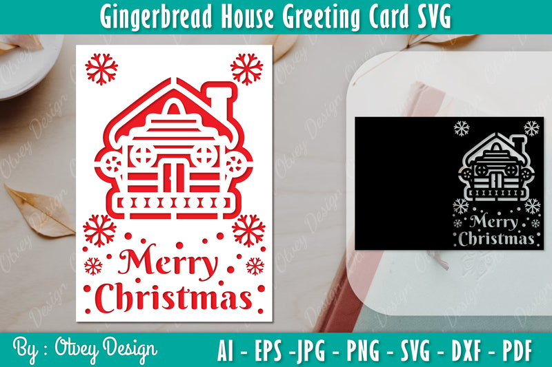Gingerbread House Greeting Card SVG Bundle 5 - CraftNest - Digital Crafting and Art