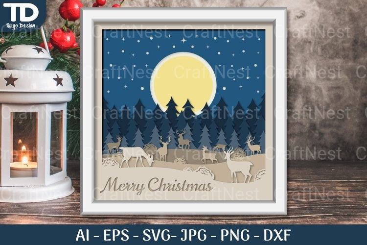 Shadow Box Christmas Layered Papercut SVG